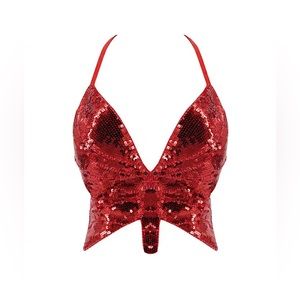 Red Sequin Butterfly Top